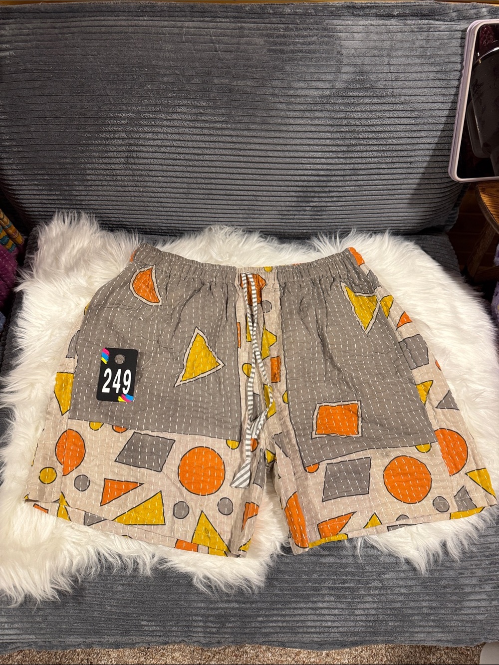 249 KANTHA Shorts 16-20” Waist REVERSABLE wearable Art Lightweight size friendly